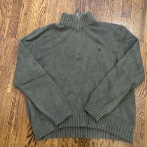 Polo Ralph Lauren half zip sweater, olive green.
